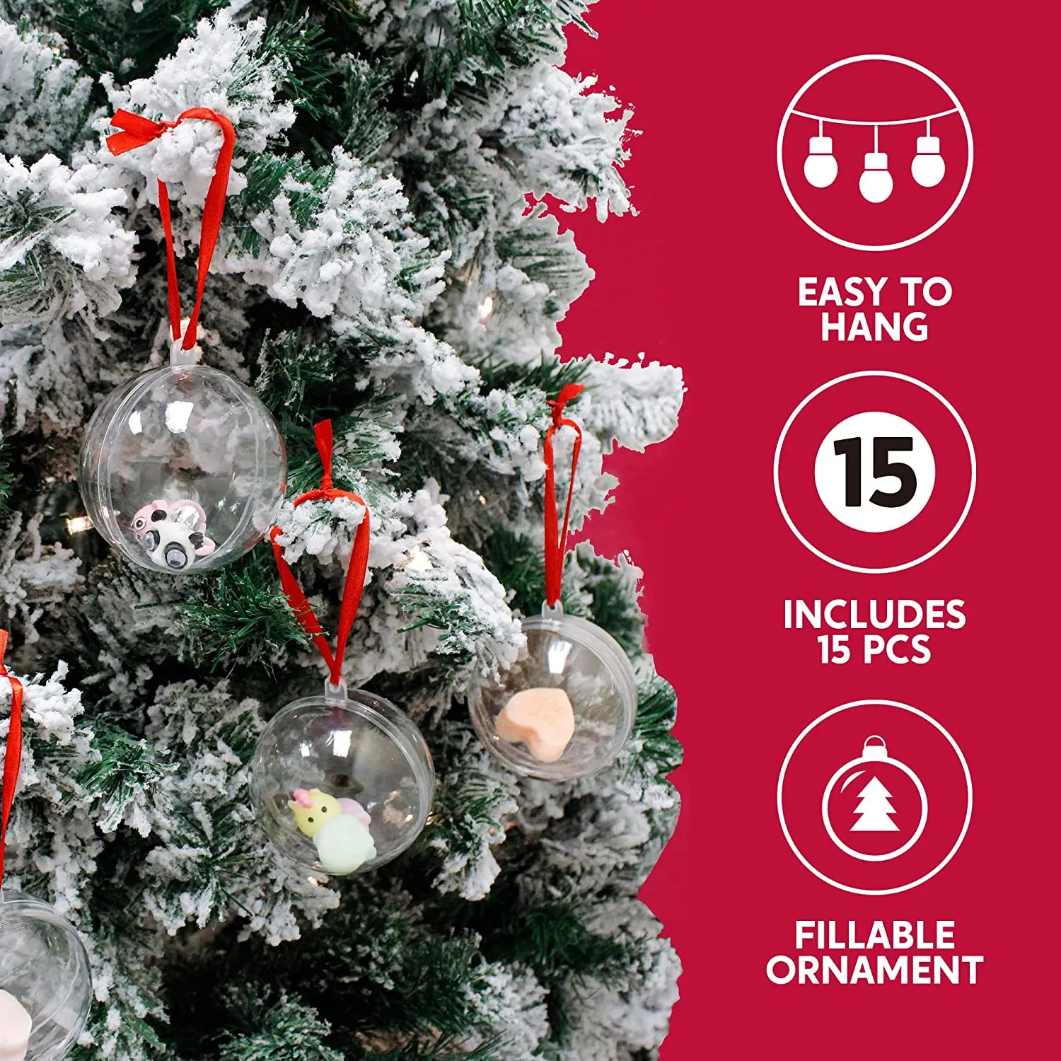 24 Pcs Clear Fillable Ornaments,Transparent Plastic Craft Ornament