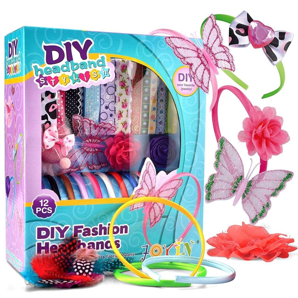  DIY Headband Kit - Headband Crafts For Girls - Includes 10  Satin Hairbands with Colorful Feathers, Fabric Flowers, Rhinestones,  Ribbons, Thread, Butterfly and Decorative Bands : Beauty & Personal Care