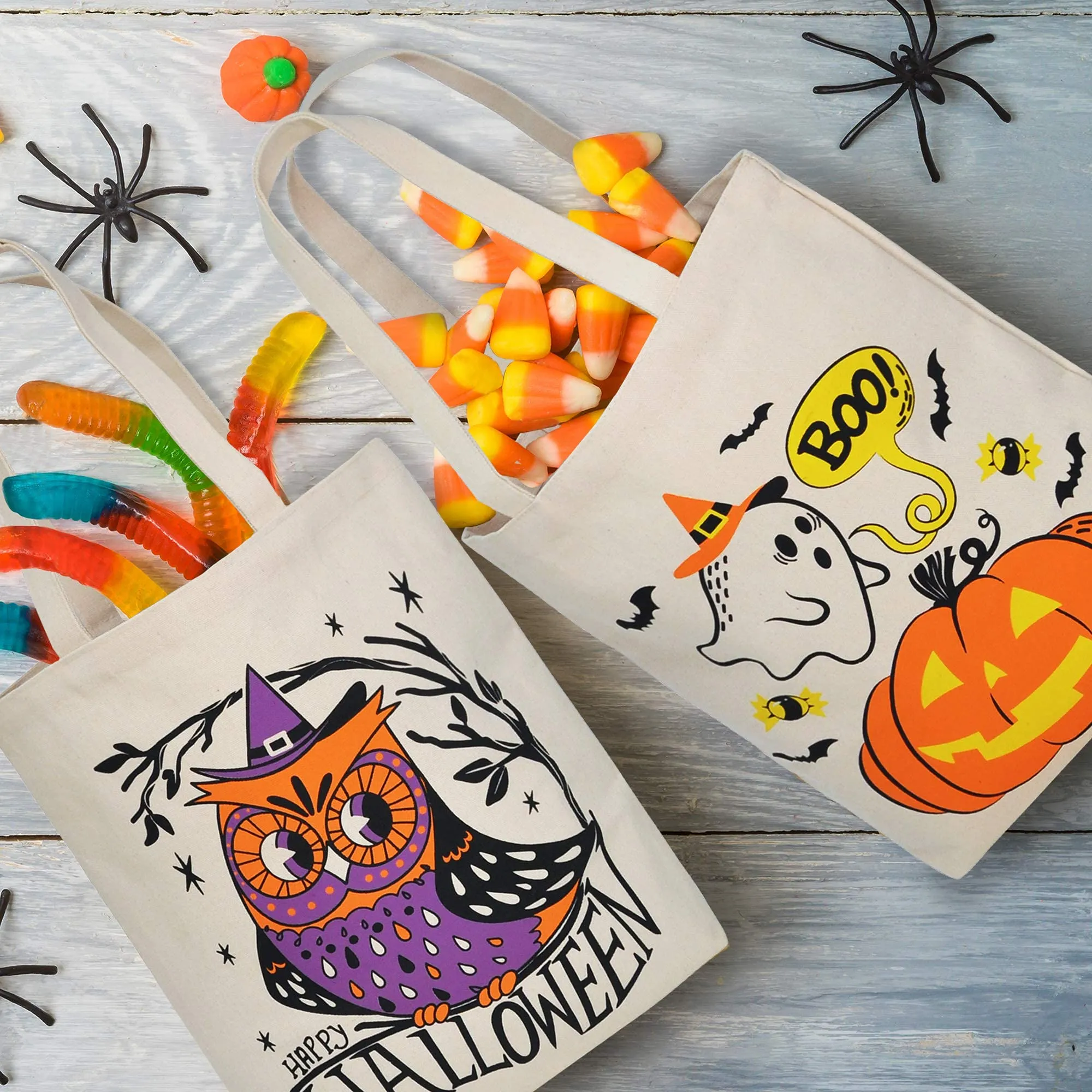 Happy Halloween, Custom Kids, Personalized Canvas Tote Bag, Halloween Bags  for Kids