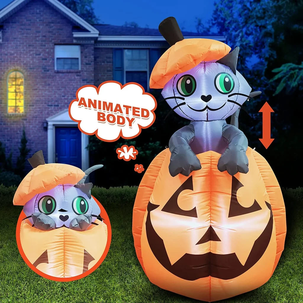 Cute 5ft. Inflatable Animated Cat Halloween Decoration