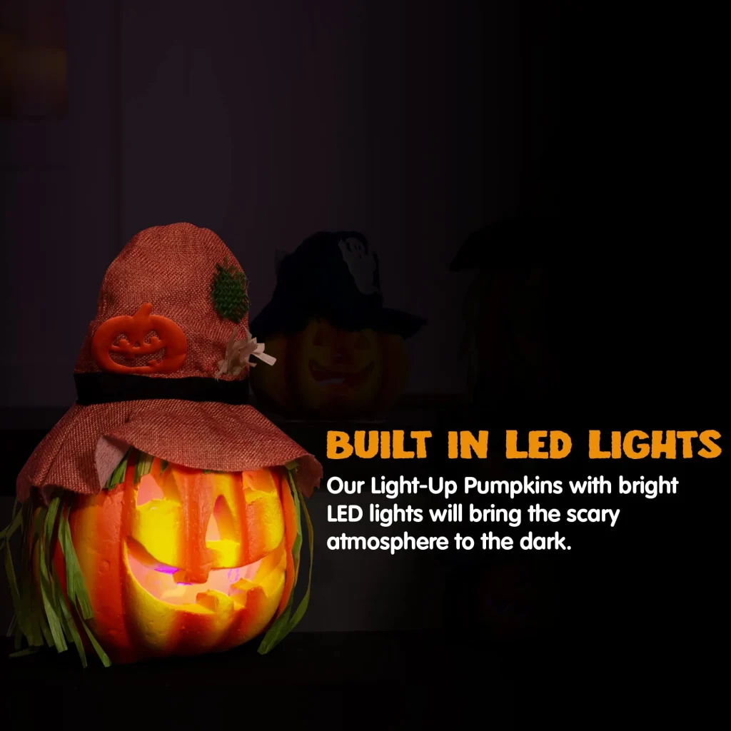 Light Up LED Pumpkin Lantern Halloween Prop