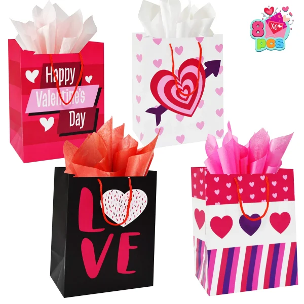 Valentine’s Day Plastic Candy Bags, 60 Pcs - JOYIN