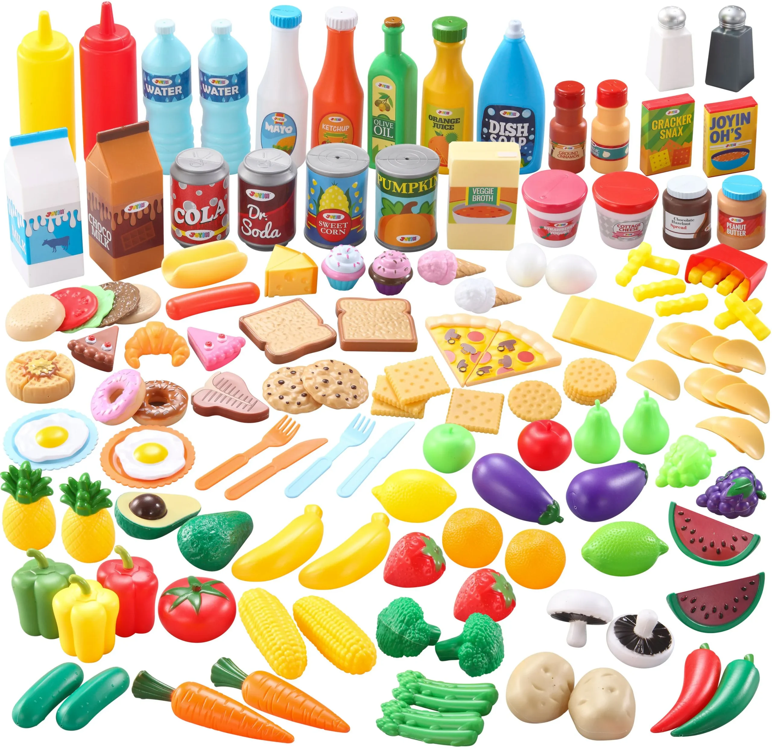 JOYIN 45 Pcs Play Food Sets for Kids Kitchen Popular Grocery Store Play Food Pretend Play Toy Set for Kids Gifts for Toddlers Boys and Girls