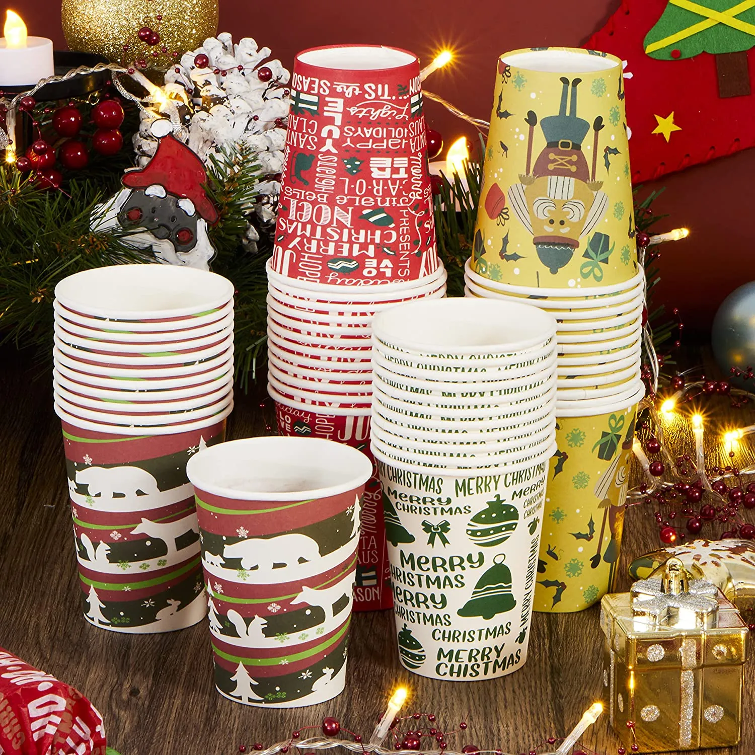 Joyin 48pcs Paper Disposable Christmas Cups 9oz