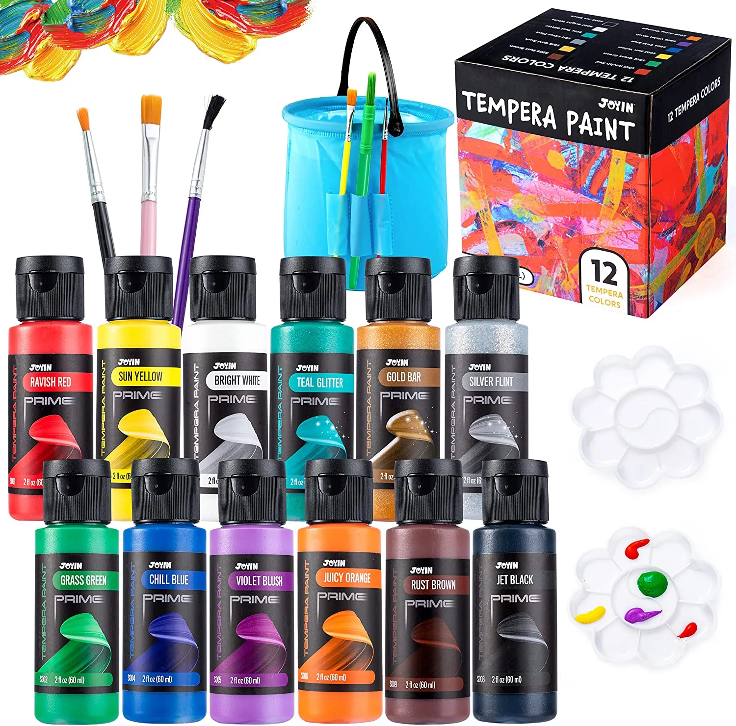 Crayola Artista II Washable Tempera Paints, Pint, Assorted Colors, Set of 12