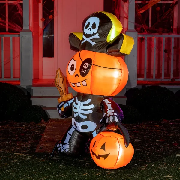Comical 5ft Inflatable LED Ghost Pumpkin Pirate Decoration