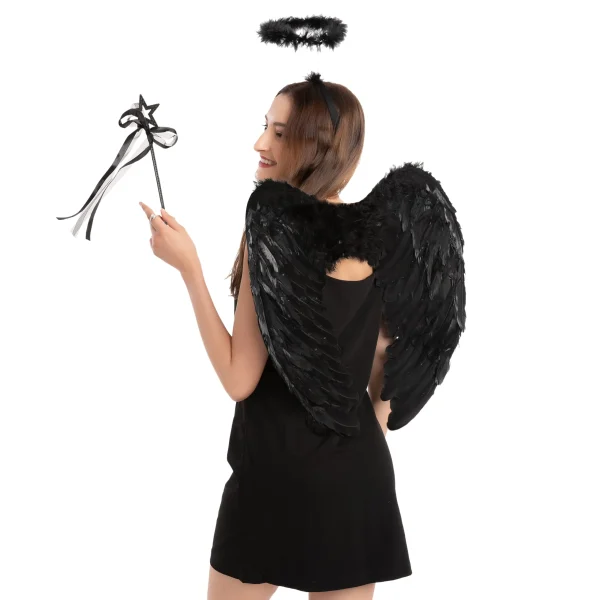 Top Quality Black Angel Wings Halloween Costume