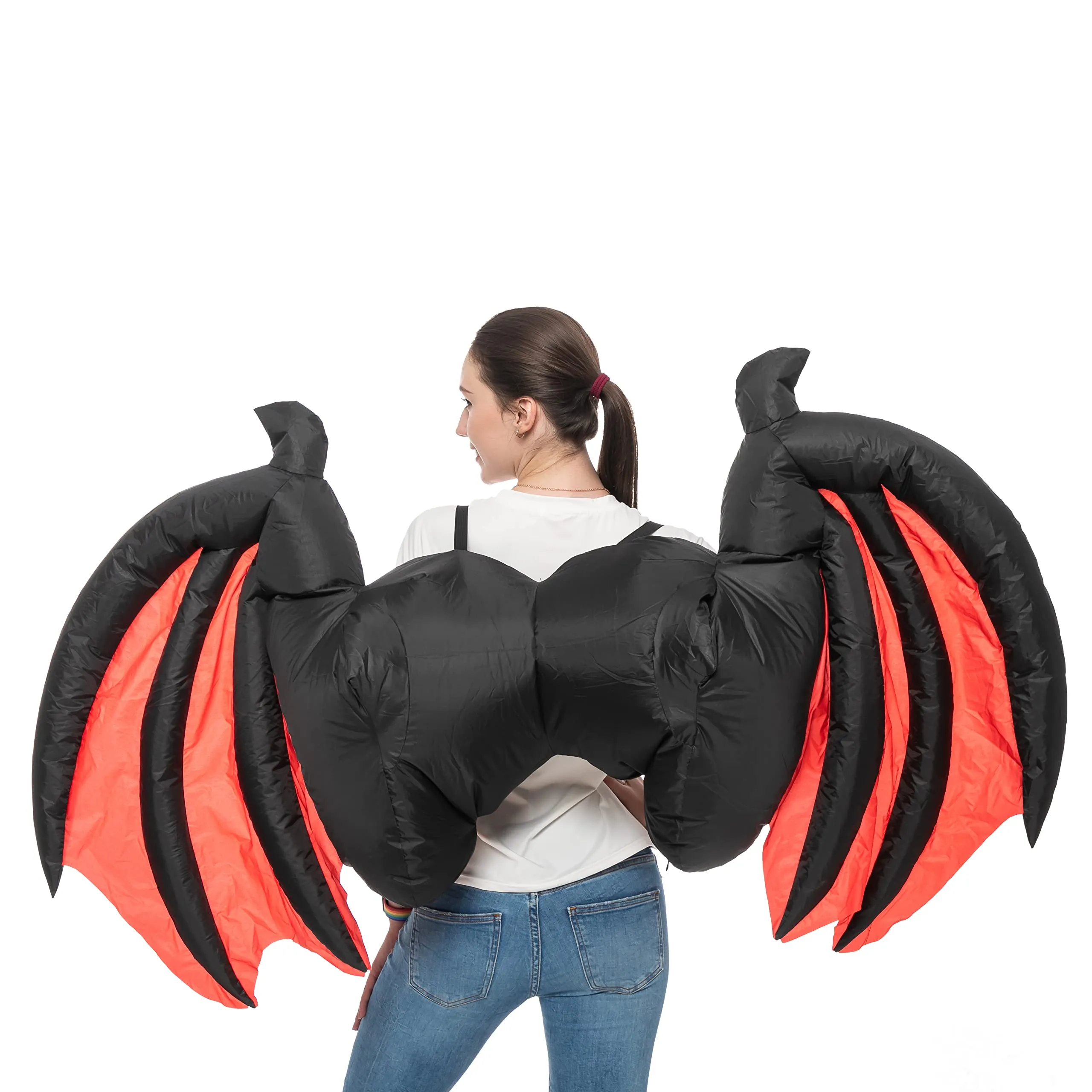 Demon Inflatable Wings | Adult | Unisex | Black/Red | One-Size | JOYIN