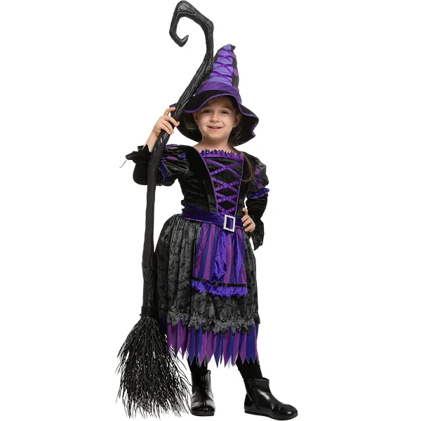 Wizardly Girls Purple Witch Halloween Costume