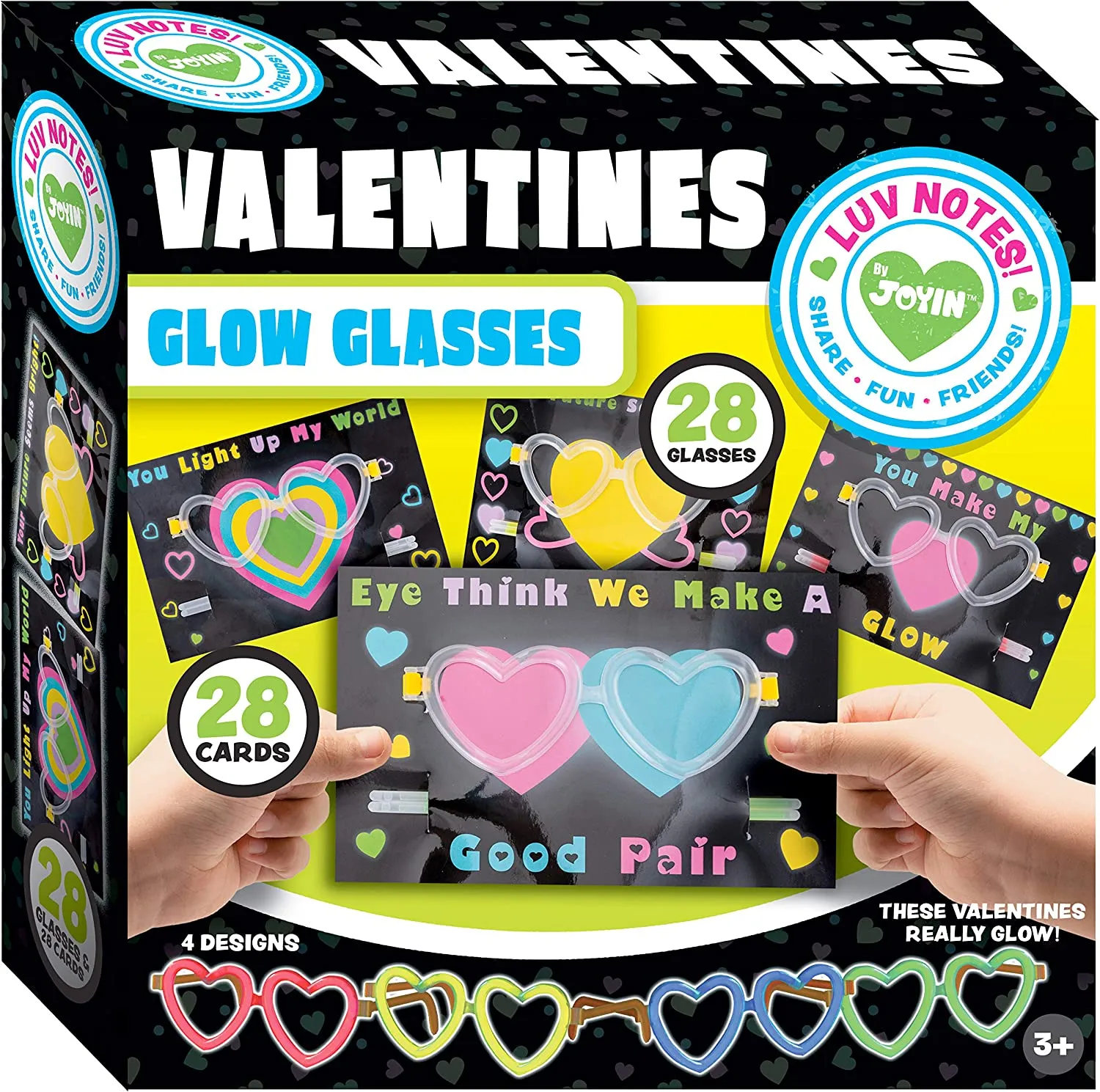  24 Pack Valentines Day Gift Cards with Glow in The