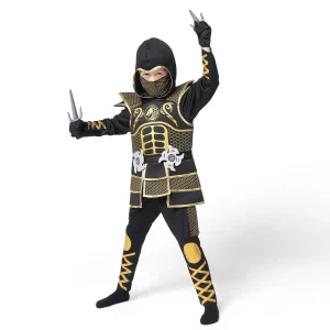  Men's Golden Dragon Ninja Costume : Clothing, Shoes