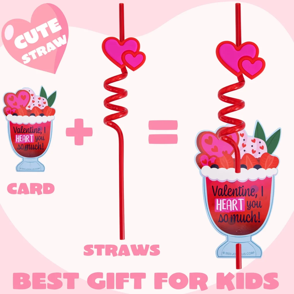 Valentine's Day Fun Heart Straws, 24ct.