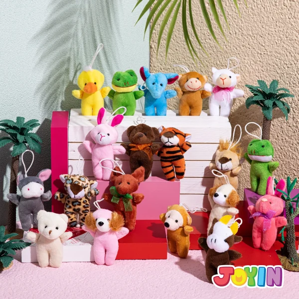 FUNNISM Paquete de 24 mini juguetes de peluche de animales, bonito
