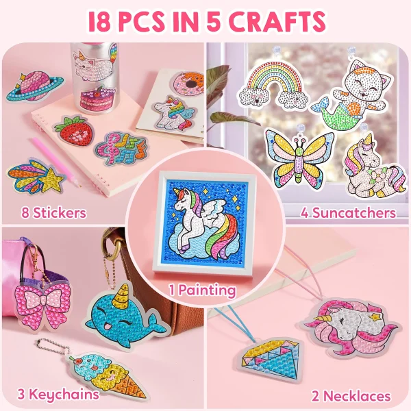 GEM 5D Diamond Painting Kit for Kids Handmade With DIY Painting Tools  Stickers Cute Art Crafts Toys for Children's Gifts