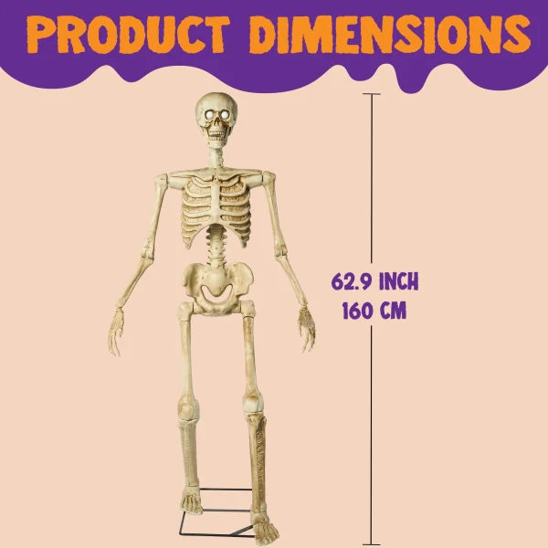 60in Halloween Animatronic Standing Skeleton Decoration