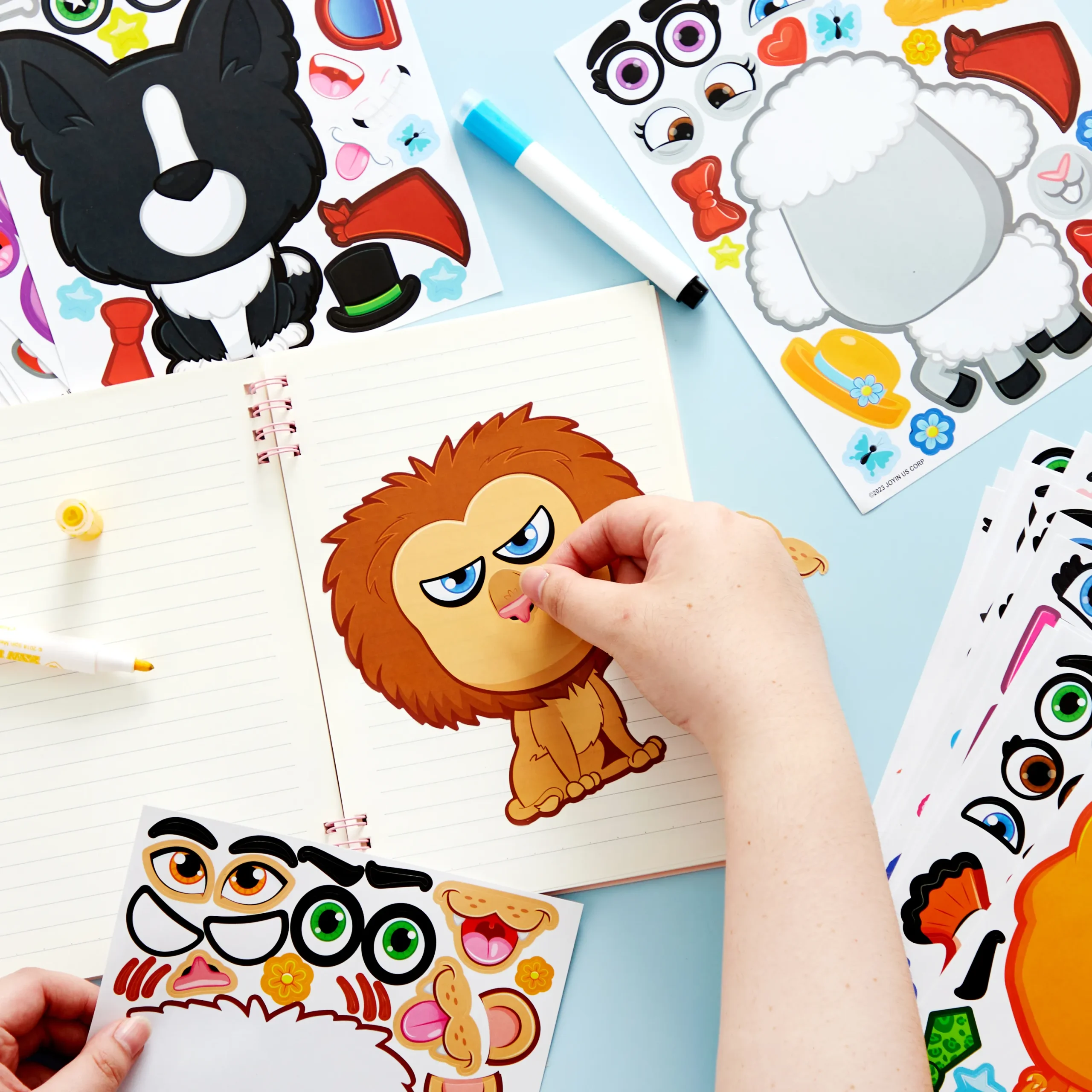 JOYIN 36 Pcs Make-a-Face Sticker Sheets Make Your Own Animal Mix and Match Sticker Sheets with Safaris Sea and Fantasy Animals Kids Party Favor