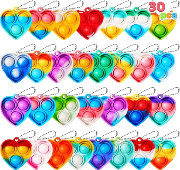 30pcs Heart Pop Bubble Keychain