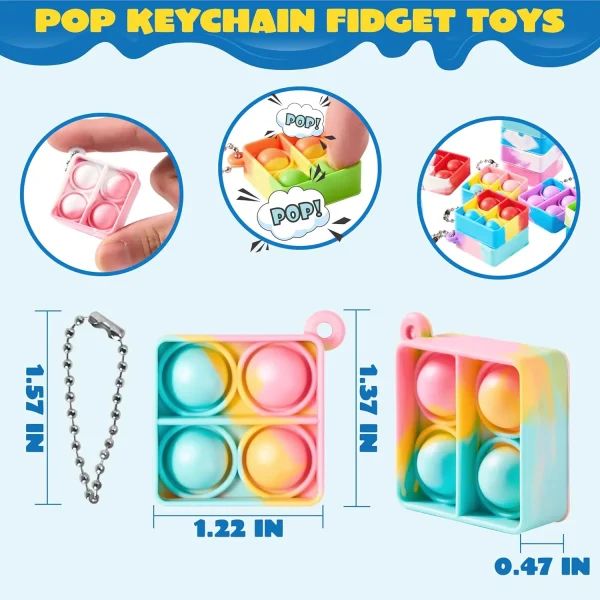 30pcs Square Pop Fidget Keychain
